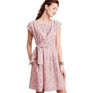 Mauve Anthropologie Bathing Beauty‎ Dress 4 Red Cotton Swimmers Divers Tie Waist